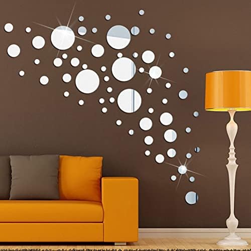 9.44" Round Acrylic Mirror Tile, 2Pcs Flexible Plastic Wall Mirror | 0.06" Thick Acrylic Mirror Sheet with Tapes, Circle Mirror for Wall, Home Decor, Round Mirror Tray Plate for Centerpieces