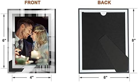 4x6 Picture Frames Set of 4, Silver Mirror Glass Photo Frame for Tabletop Display, Gift Picture Frame, Horizontally or Vertically