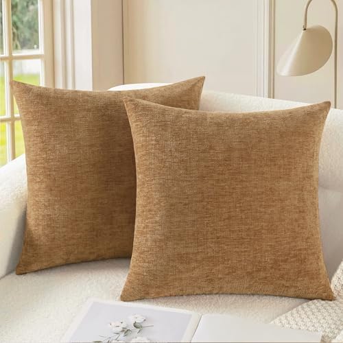 CaliTime Decorative Couch Throw Pillow Covers 20 X 20 Inches Apricot Brown