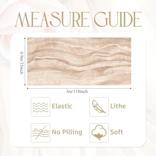Wokceer Cheesecloth Table Runner Beige 10FT Boho Gauze Runner, 2 Pack