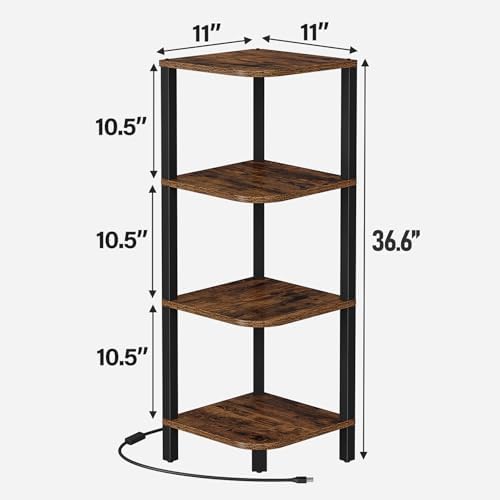TUTOTAK Corner Shelf, 4-Tier Corner Bookshelf for Small Space