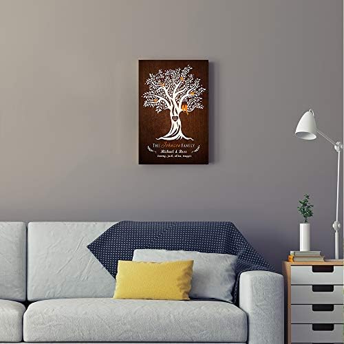 A&T Artwork Family Tree Personalized Canvas Prints Gift Family Members Names Gift for Anniversary,Valentine's day,Wedding. 18x12 inches