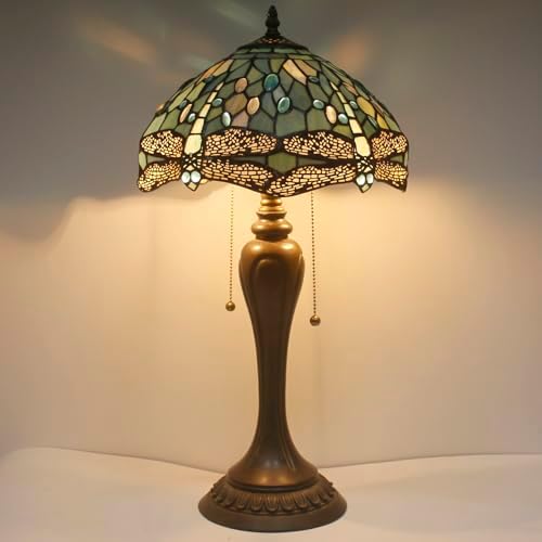 WERFACTORY Tiffany Table Lamp Stained Glass Bedside Lamp Desk Reading Light