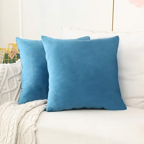 Home Brilliant Teal Pillow Covers Super Soft Square Velvet Blue Throw Pillows for Couch Girls Dorm Toddler, 18x18 inches, 45 x 45cm(2 Pieces), Turquoise