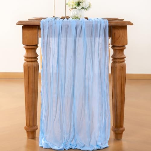 Blue Cheesecloth Table Runner Fall Boho Wedding Birthday Home Decor