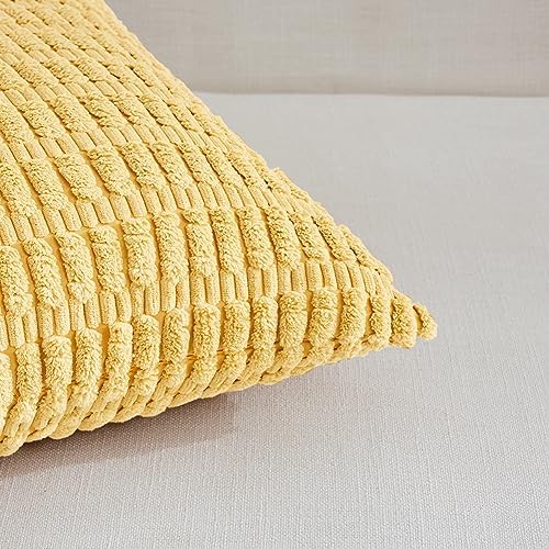 Fancy Homi 4 Packs Decorative Throw Pillow Covers for Living Room Couch Bed, Modern Farmhouse Boho Home Décor Accent Cushion Case, 22" x 22", Yellow