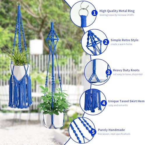 SFENNGPET Macrame Plant Hangers, 6Pack Hanging Planters for Indoor Plants