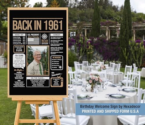 Personalized 64th Birthday Party Decorations Men, Women, Him, Her - Custom Gifts Idea For 64 Years Old, Back In The Year You Born Newspaper For 64th Birthday Poster No Frame Black Gold