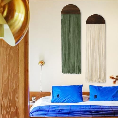 2Pcs Macrame Wall Hanging Boho Decor yarn Handmade Round Tassel 13.7"W*51"L