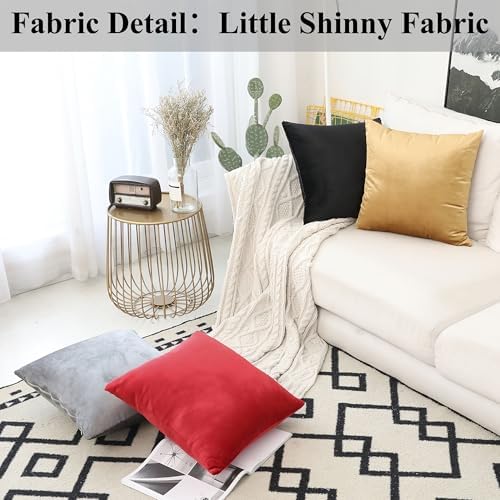 Home Brilliant 24x24 Pillow Cover Euro Pillow Sham Solid Velvet Cushion Cover for Holiday Wedding Sofa Couch Decor, Set of 2, 24 inch(60x60cm), Red
