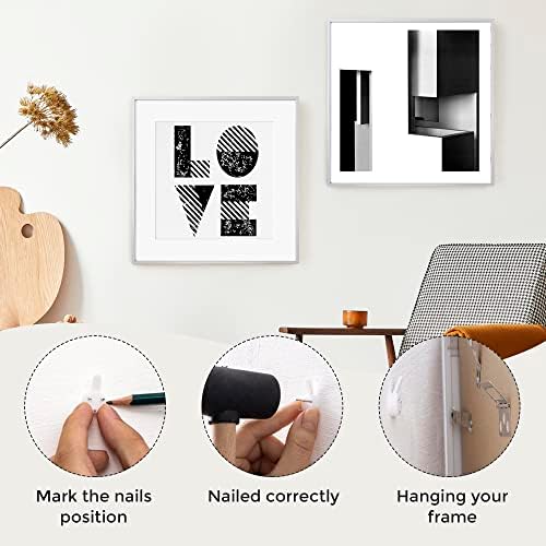 16x16 Metal Picture Frame with 12x12 Mat, Brushed Aluminum Finish, Tempered Glass Front, and Attached Hanging Hardware - Versatile Wall Display Frames for Vertical or Horizontal Orientation(Silver,