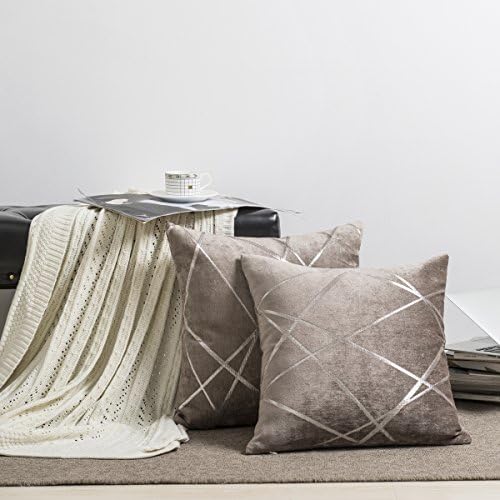 GIGIZAZA Decorative Couch Pillow Covers 24 x24,Sofa Thick Cushion Pillow Covers,Square Taupe Brown Luxury Pillows 2 Set