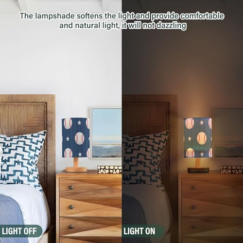 Sport Baseball LED Table Lamp with USB Port Rechargeable Lamps Bedroom Lamps for Nightstand Living Room Dorm Home Office Desk