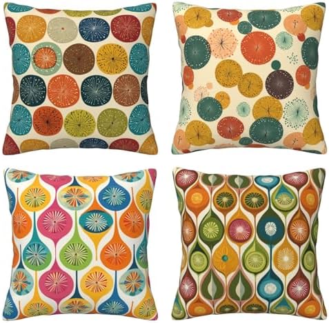 Midcentury Dots Throw Pillow Covers Set of 4 Decorative Soft Double Sided Print Pillow Case Farmhouse Home Decor for Living Room Sofa Couch 18x18