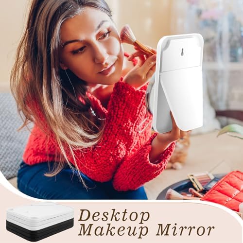 12 Pack 8x5 In Desk Makeup Mirror with Stand and Hanging Hole,Black, White