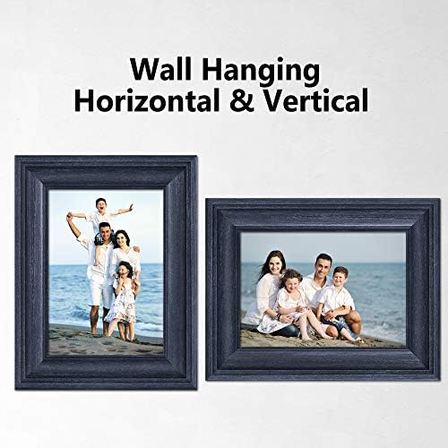 LaVie Home 5x7 Picture Frames (3 Pack, Bule) Rustic Photo Frame Set with High Definition Glass for Wall Mount & Table Top Display