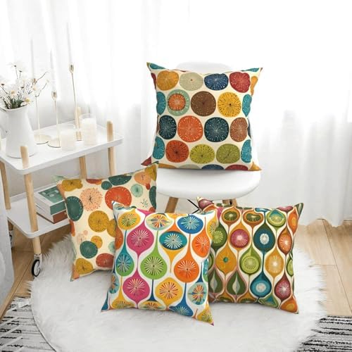 Midcentury Dots Throw Pillow Covers Set of 4 Decorative Soft Double Sided Print Pillow Case Farmhouse Home Decor for Living Room Sofa Couch 18x18