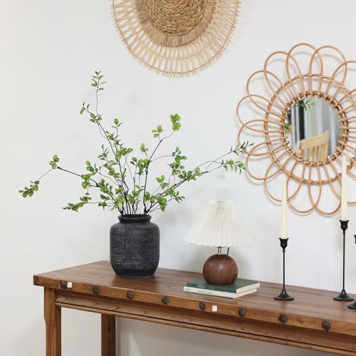 mizii 5pcs Artificial Greenery Stems 38in Realistic Faux Ficus Branches Long Stem with Green Leaves Fake Plants Eucalyptus Stems Greenery Decoration for Vase Table Room Home Indoor Decor (Green)