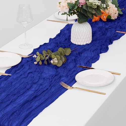 15 Pack Royal Blue Cheesecloth Table Runner 17 x 108 inch Cheese Cloth Table Runners 9ft Blue Table Runner Rustic Romantic Sheer Gauze Runner for Wedding Party Baby Shower Table Decoration