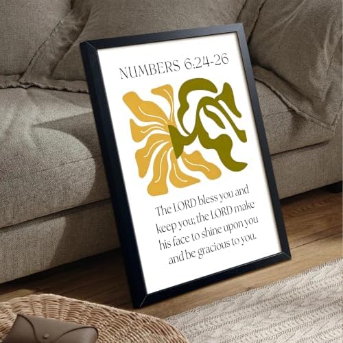 Framed Numbers 6:24-26 Bible Verse Wall Art, Christian Floral Canvas Wall Decor Painting, Boho Religious Inspirational Scripture Print Poster Picture for Living Room Bedroom Prayer Room Home Decor 16x24 Inch