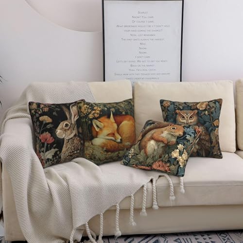 Animals Throw Pillow Covers Set of 4 Decorative Soft Double Sided Print Pillow Case Farmhouse Home Decor for Living Room Sofa Couch 18x18