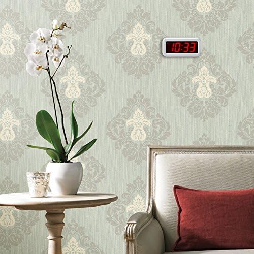 Digital Alarm Clock Battery Operated with LED Display for Bedrooms, Long Battery Life for 12 Months, 3 Brightness Adjustable, 12/24 Hour, Snooze, White Case with Red Digits