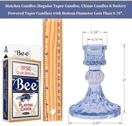 DARJEN 12PCS Blue Candlestick Holders Set- 4" H Taper Candle Holders, Glass Candle Holders Bulk for Wedding, Party, Home Table Centerpieces, Festival Gifts & Windowsill Decor