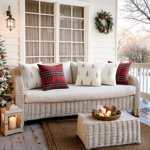 MIULEE Christmas Decorative Faux Fur Pillow Covers 18x18 Inch White Gold