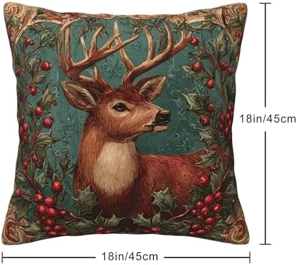 Christmas Animals Throw Pillow Covers Set of 4 Decorative Soft Double Sided Print Pillow Case Farmhouse Home Decor for Living Room Sofa Couch 18x18