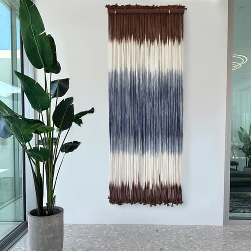 Macrame Wall Hanging Dip-Dye Wall Decor 15''W*39''L Boho Handmade Fiber Wall Art Decor for Nursery Bedroom Living Room