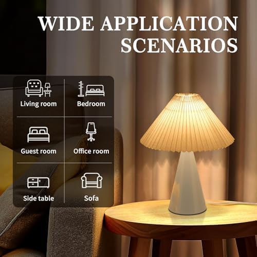 Ziqqeelam Light Blue Small Table Lamp, Cute Table Lamp, Pleated Table Lamp,Light Blue Bedroom Lamps for Nightstand, Small Scalloped Lamp Shade Table Lamps for Small Spaces for Bedroom,Living Room