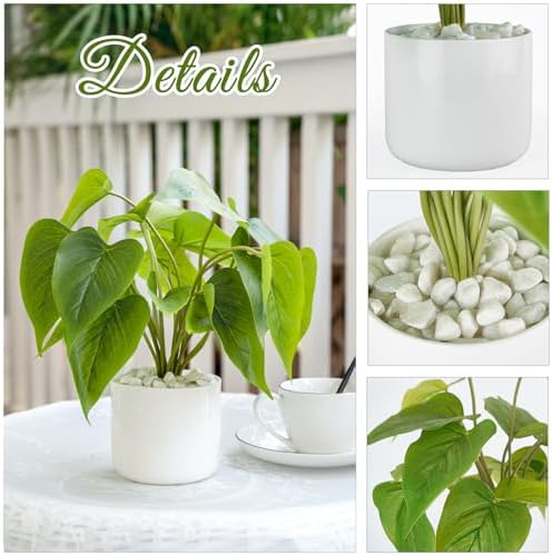 Mkono Fake Plants in Ceramic Pot, 11" Potted Artificial Plants Home Decor