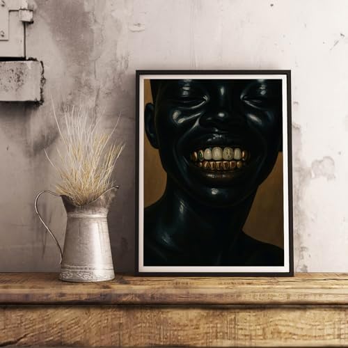 Abstract Black Man Wall Art African American Canvas Prints, 16"x24"Unframed | Fashion Black Men Portrait Poster, Contemporary Abstract African Men Wall Decor, Afro Artwork for Bedroom Living Room Decor