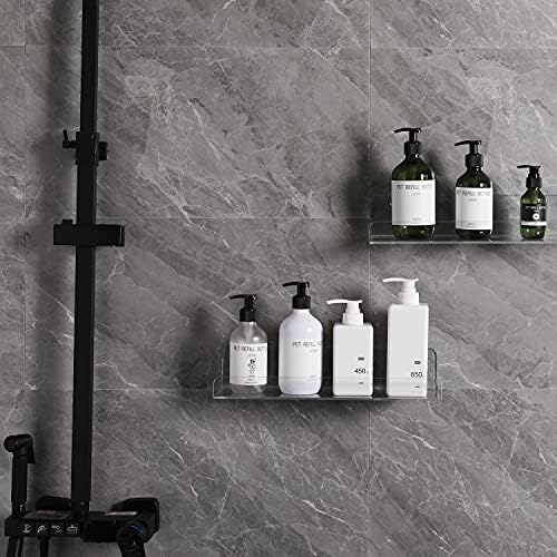 Sooyee Acrylic Shelves,3 Pack 15 Inch Floating Wall Shelves, Funko Pop Display Shelf,Invisible Kids Book Shelf,Picture Ledge Shelf Decor, Bathroom Wall Shelves,Clear