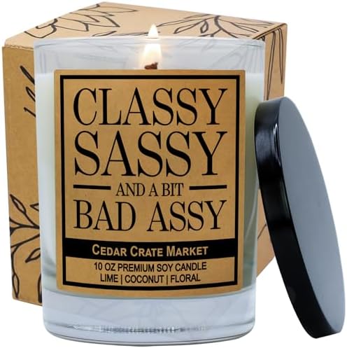 Funny Candles for Women Adult Humor | Retirement Candle Gift | Funny Gifts for Woman Men | Best Friend Birthday Candle Gift | Classy Sassy Boss Aunt Mom | Coconut Lime Scented | 100% Soy| Made in USA