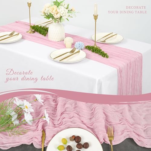 20 Pack Cheesecloth Table Runner 17 x 108 Inch, Light Pink