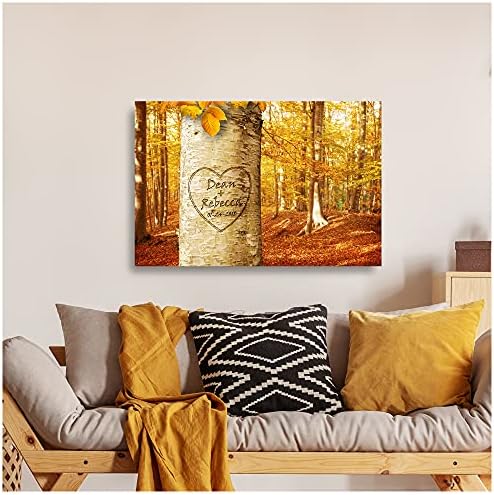 A&T ARTWORK Love Growing Personalized Canvas Prints Gift Couple's Names and the Date Gift for Anniversary,Valentine's day,Wedding.24X36 inches