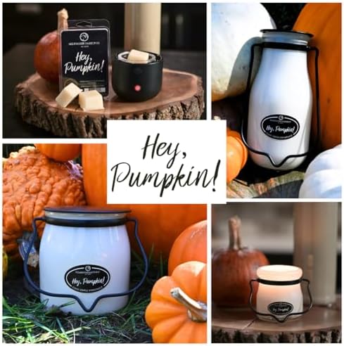 Milkhouse Hey Pumpkin! Scented Soy Candle, 16 oz Butter Jar, 65+ Hr Burn