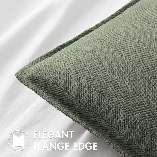 MIULEE Pack of 2 Army Green Euro Shams Chenille Pillow Covers 24x24 Inch