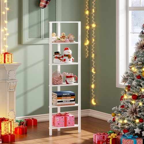 TUTOTAK 6-Tier Corner Bookshelf, Corner Shelf for Small Space