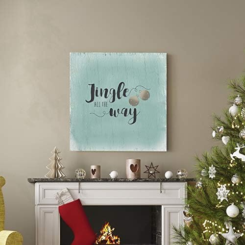 Renditions Gallery Xmas Wall Prints for Home Decor Rustic Jingle all the way Christmas Bells Canvas Wall Paintings for Bedroom Living Room & Kitchen Decorations - 32"X32" LT05
