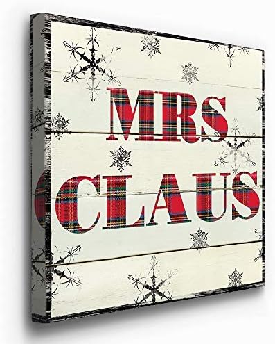 Renditions Gallery Canvas Wall Art for Christmas Decorations Mrs. Santa Claus Texture Abstract Artwork for Living Room Home Kitchen Wall Decor - 16"X16" LT05
