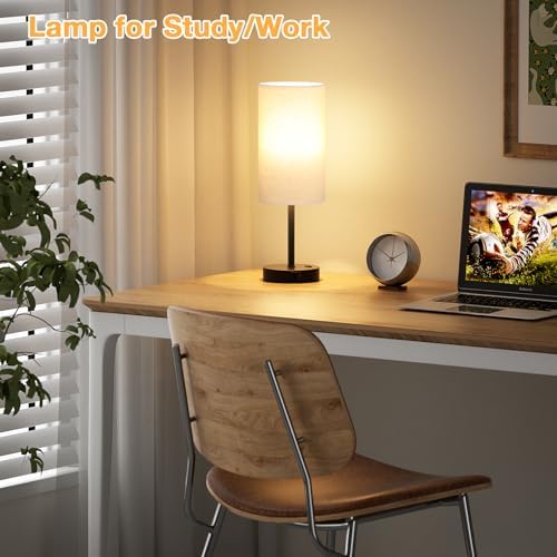 Dicoool 17.4" Bedside Lamp for Bedroom - Dimmable Touch, USB A+C, AC Outlet