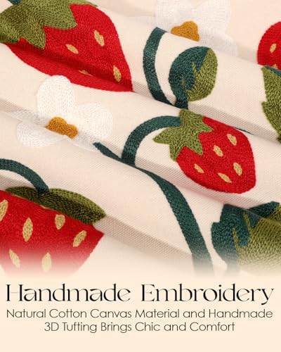 Canvas Embroidered Narrow 13"x 72" Table Runner, Strawberry