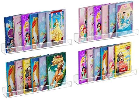 NIUBEE 24" Acrylic Floating Nursery Kids Bookshelf Wall Shelf 4 Packs