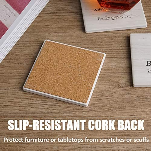 Funny Coasters for Drinks Absorbent with Holder, Coasters Set of 6 for Wooden Table Housewarming Gift New Home Apartment Kitchen House Decor Gift for Women Men