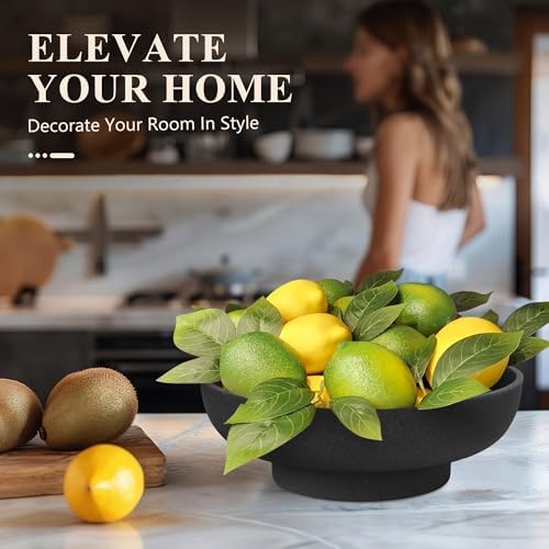 YMXYJM Decorative Resin Bowl, Large Fruit Bowl, Artificial Stone Black