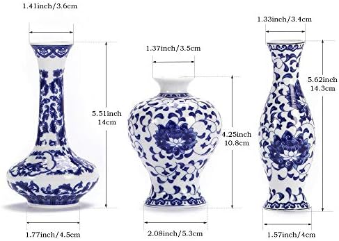 Blue and White Vase Set of 3, Mini Ceramic Bud vase Centerpiece | for Wedding, Birthday, Party, Table, Farmhouse Decoartions