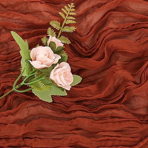 6 Pieces Terracotta 10FT Cheesecloth Table Runner Boho Gauze Fabric Table Runner Rustic Sheer Runner for Wedding Birthday Baby Shower Party Boho Table Decoration（Terracotta）