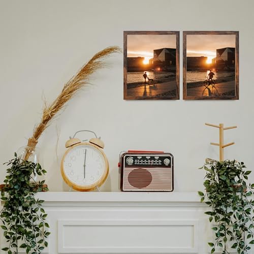 Wooden Brown 12x16 Picture Frame 3 Pack, Poster Frames 12 x 16 without Mat for Wall, Horizontal or Vertical Wall Mounting